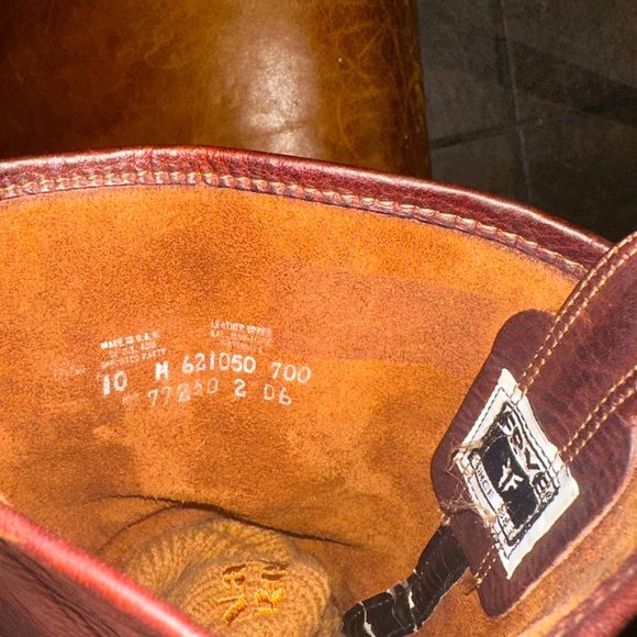 Frye Vintage Harness Cognac Brown Leather Boots 10 Square Toe - Picture 4 of 6